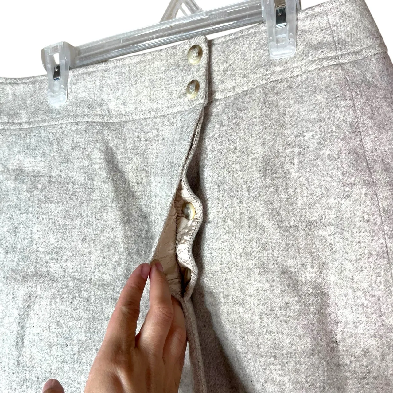 Jones New York Cream‎ Wool Vintage Mini Length ALine Skirt Size 12 - Image 3