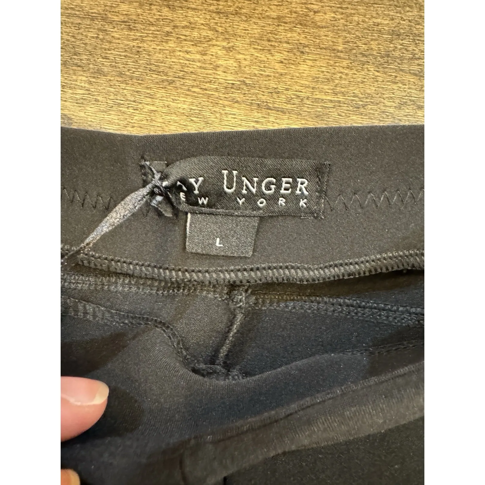 Kay Unger Ponte Knit Pull On Pant Size Large Black Legging Slimming Patch Pocket - Image 8