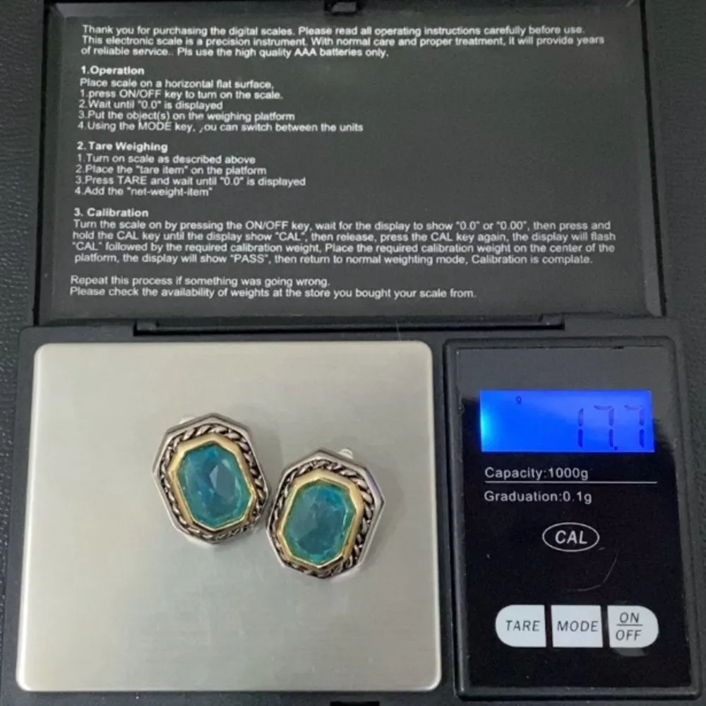 Vintage Unsigned Faux Blue Topaz Two - Image 10