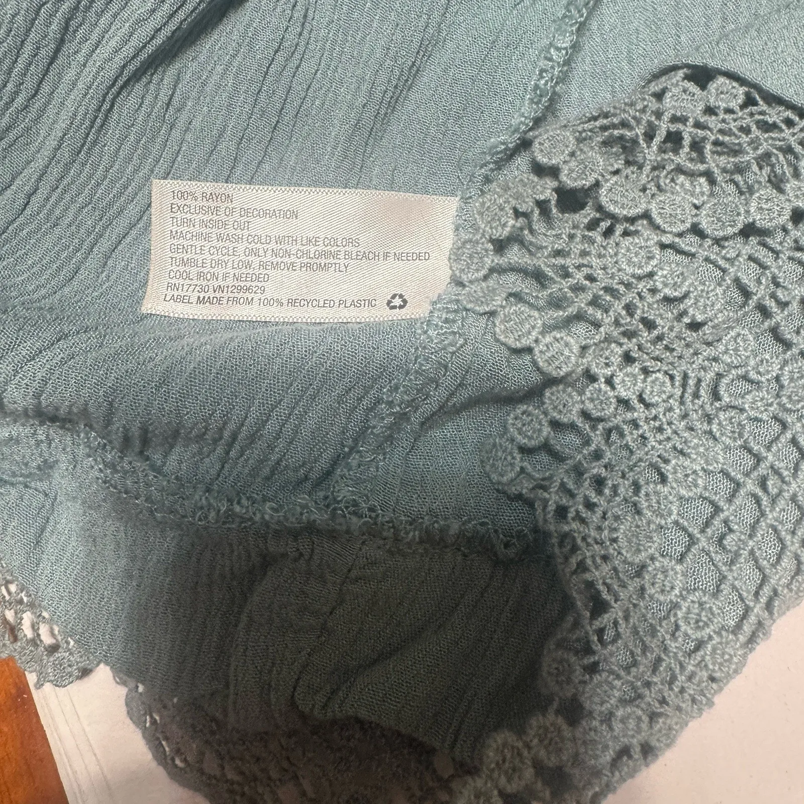 KNOX ROSE Sage Green Cardigan Jacket Embroidered Boho Tassel Sz M Crochet Trim - Image 7