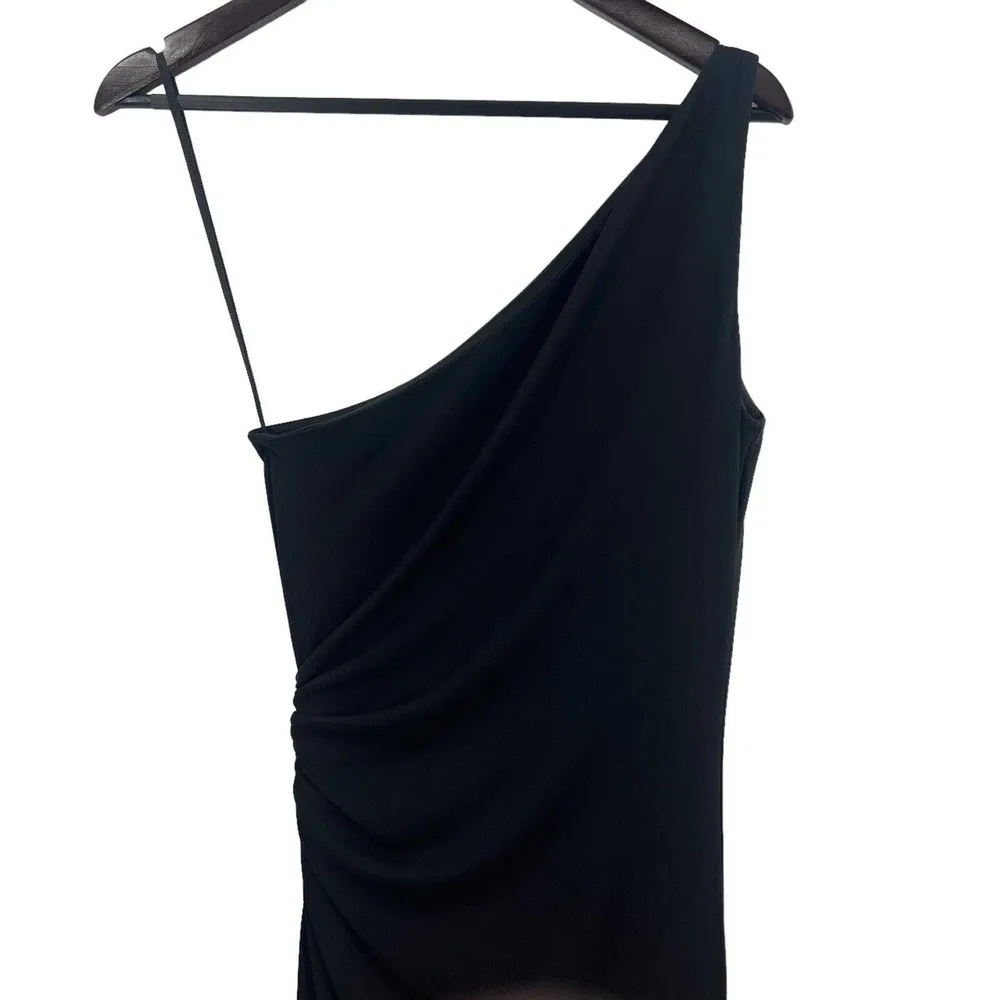 Bari Jay Black One Shoulder Ruched Gown Size 3 - Image 4