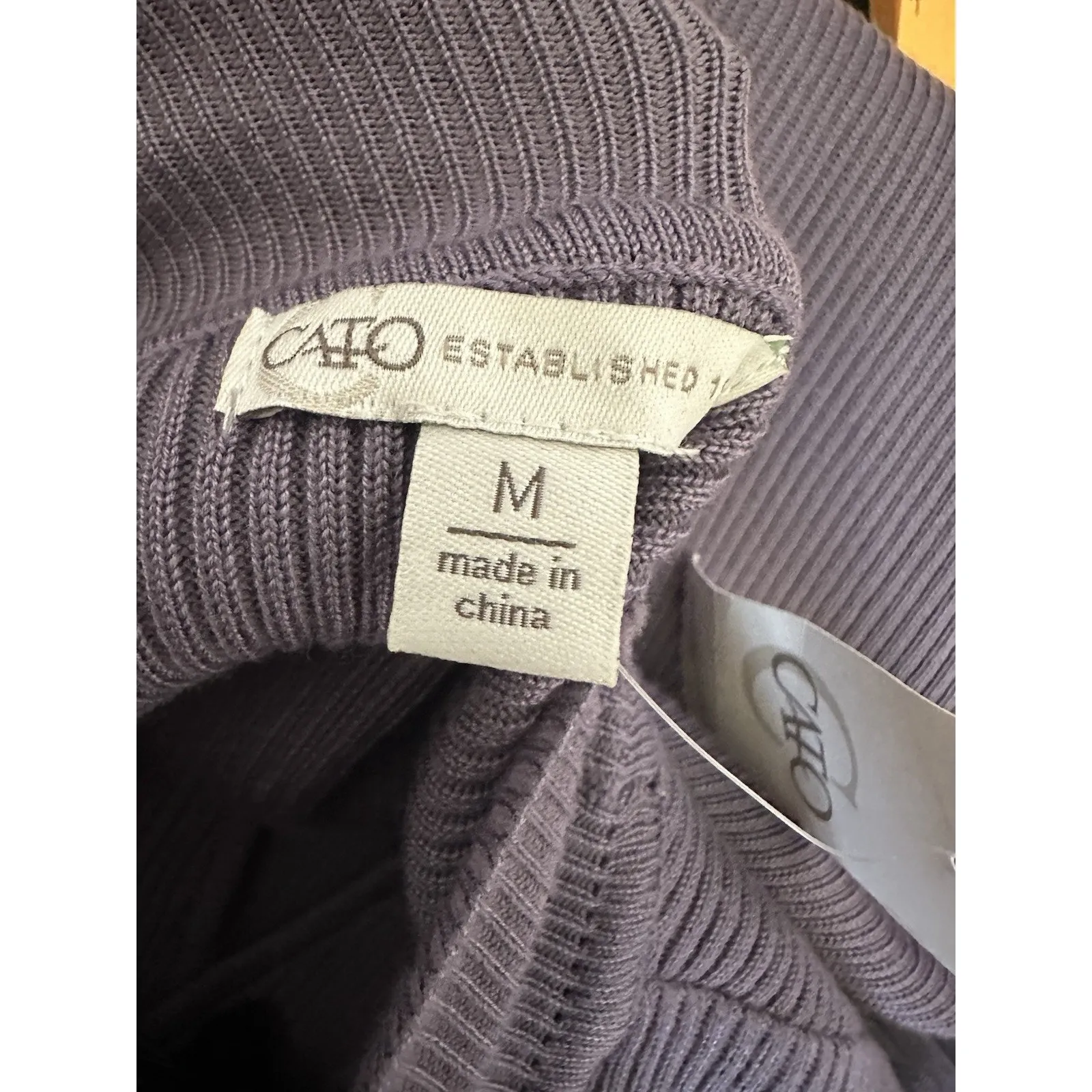 Cato brand purple ribbed knit sweater sheer ruffled sleeves Size M - Image 8