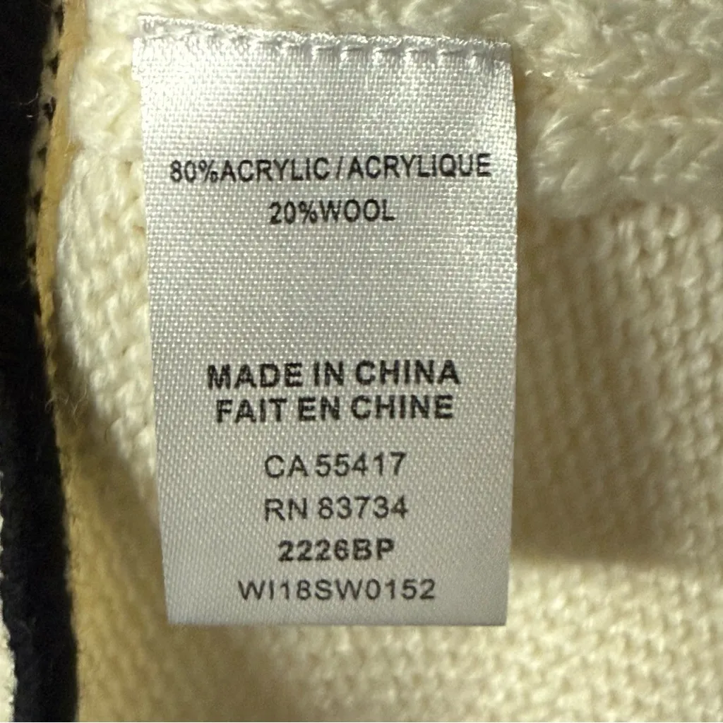 Boston Proper Sweater XL Cardigan Long Ivory Black Detail Button Down Wool Blend - Image 7