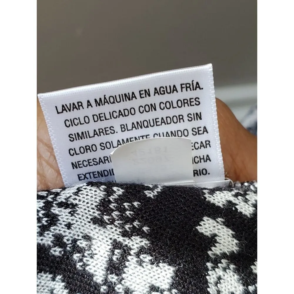 Style&Co. White & Black Rayon Round Neck Long Sleeve Knee Length Sweater Dress S - Image 13