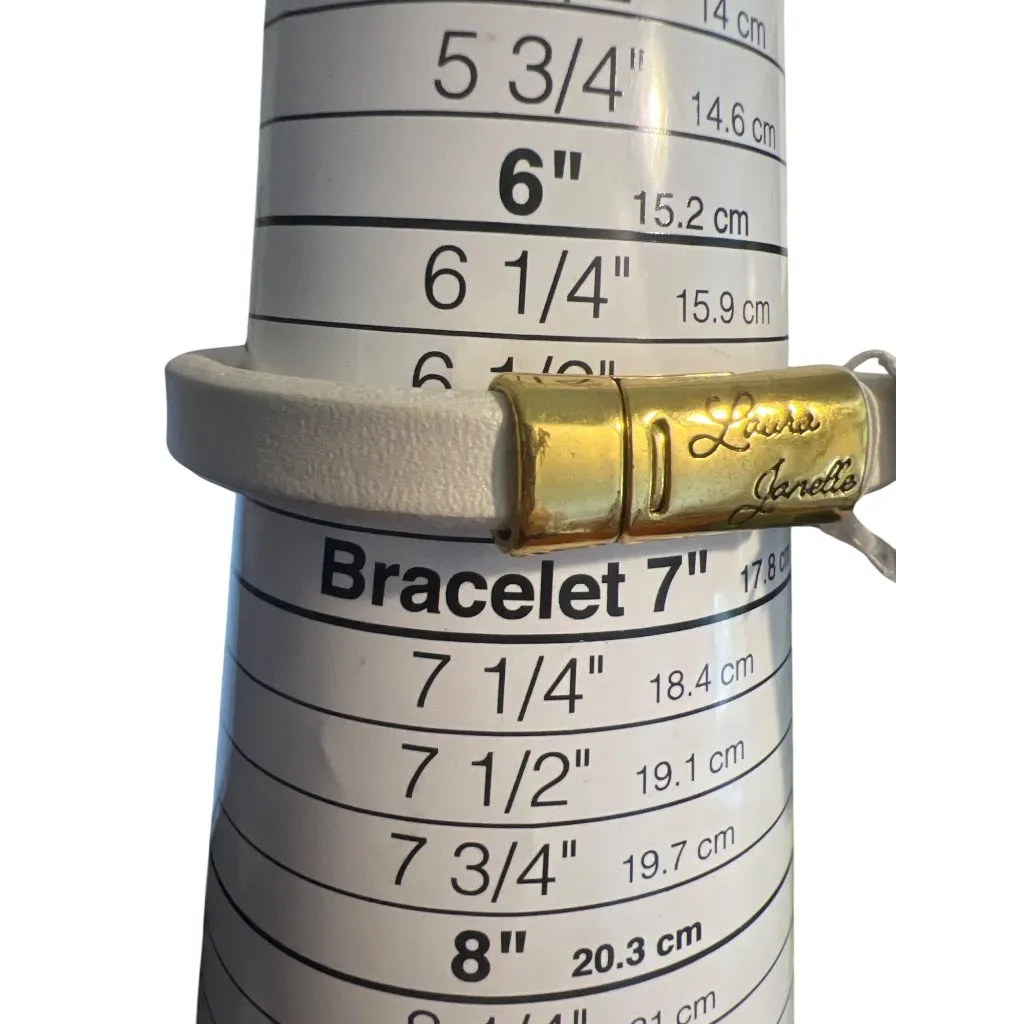 Laura Janelle RGLB Faux Turquoise Bracelet White Vegan Leather Magnetic 6.5" NWT - Image 6