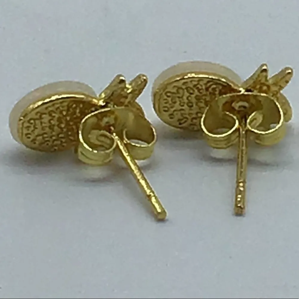 UNBRANDED pineapple faux opal fashion earrings Gold - Image 10