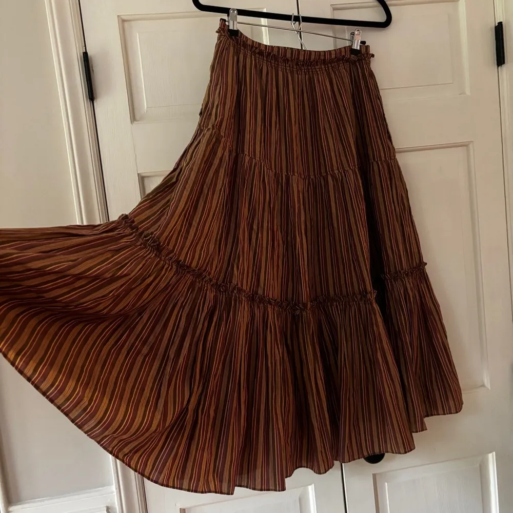 Ulla Johnson Severine Skirt Mulberry Striped Tiered Midi Skirt‎ Size 4 Small - Image 9