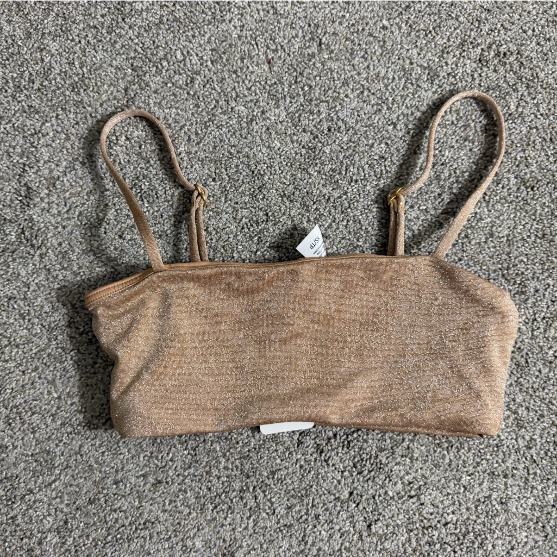 NWT L*space Rebel Bikini Bandeau Top ONLY in Champagne Shimmer Gold Size XS - Image 2