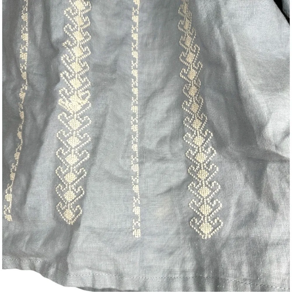Calypso St. Barth Embroidered Chambray Blouse Small Boho Chic - Image 4
