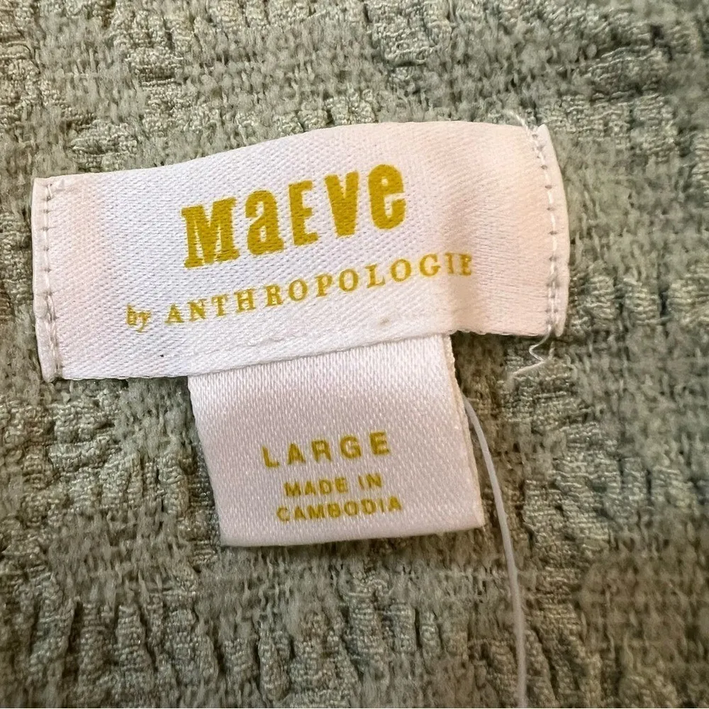 NWT Maeve Anthropologie Popcorn Socialite Tee CP6997 Green Textured Large Top - Image 7