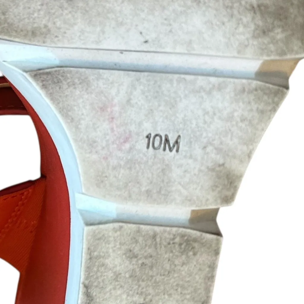 Charly Amar Leather Wedge Sandals Slides Bold Coral Strappy Size 10 Women's Red - Image 14