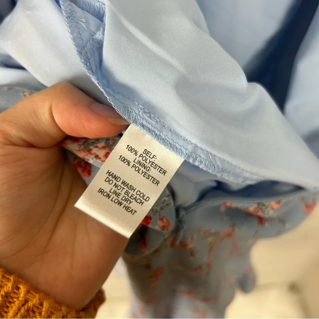 Lulus Radiant Rosa Light Blue Floral Print Ruffled Mini Dress Size M - Image 10