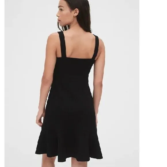 GAP Dress‎ Womens 6 Tall Black Apron Flounce Fit & Flare Sleeveless Ruffle Hem - Image 8