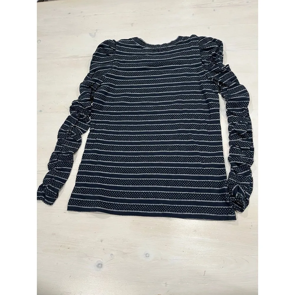 LOFT XS Cinched‎ ruffled knit long sleeve top - Image 3