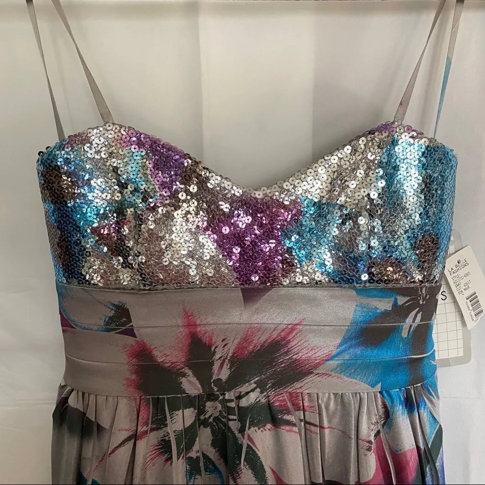 LA BELLE Womens Multicolored Silky Sequin Formal Gray - Image 10