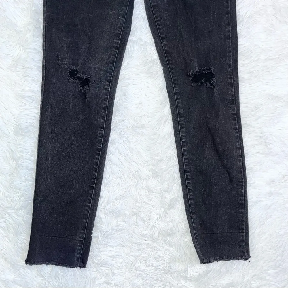 Mid Rise Black Denim Distressed Ripped Slim Fit Jeans 5/27 - Image 4