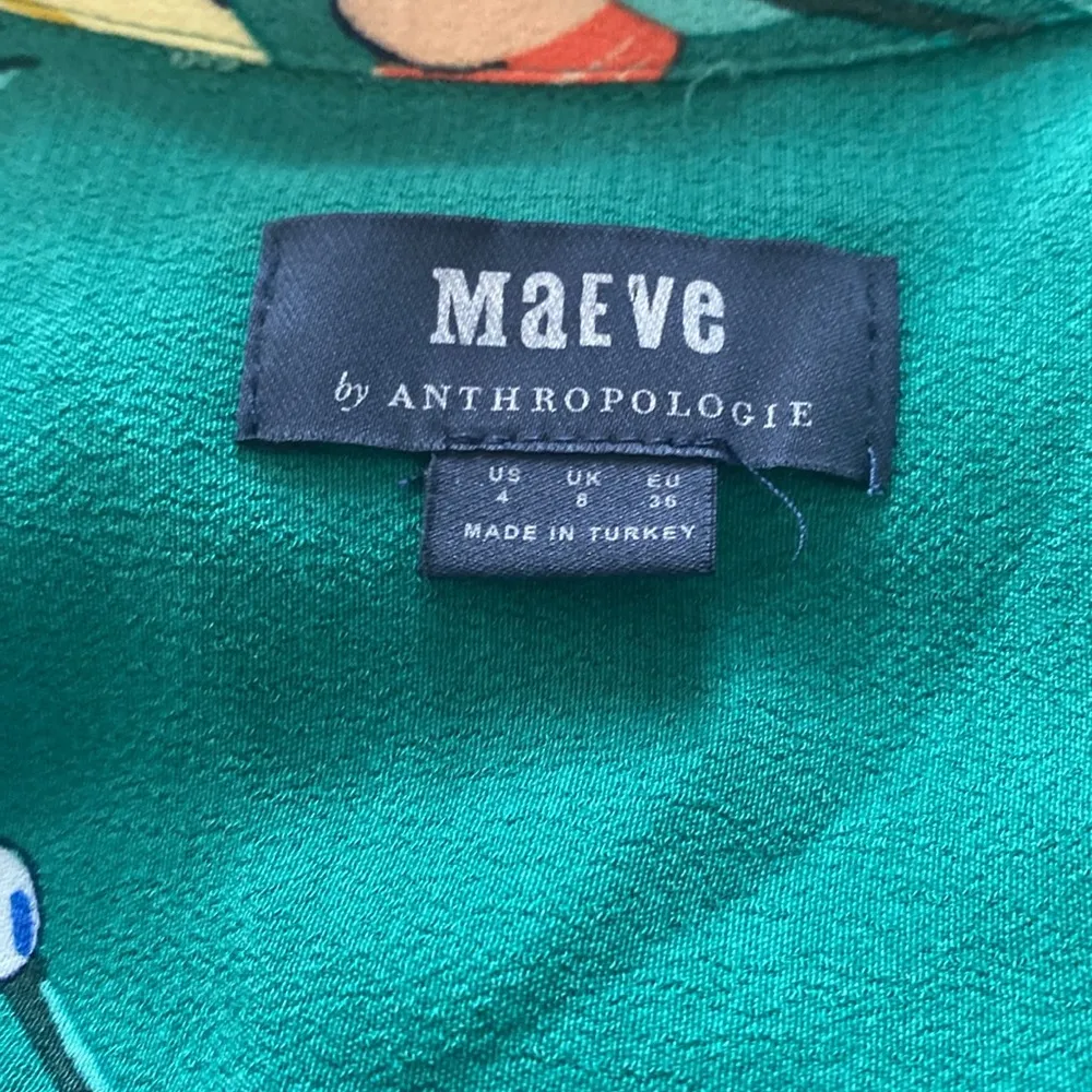 Anthropologie RORY SHIRTDRESS Maeve Sleeveless Green Floral Asymmetrical size 4 - Image 8