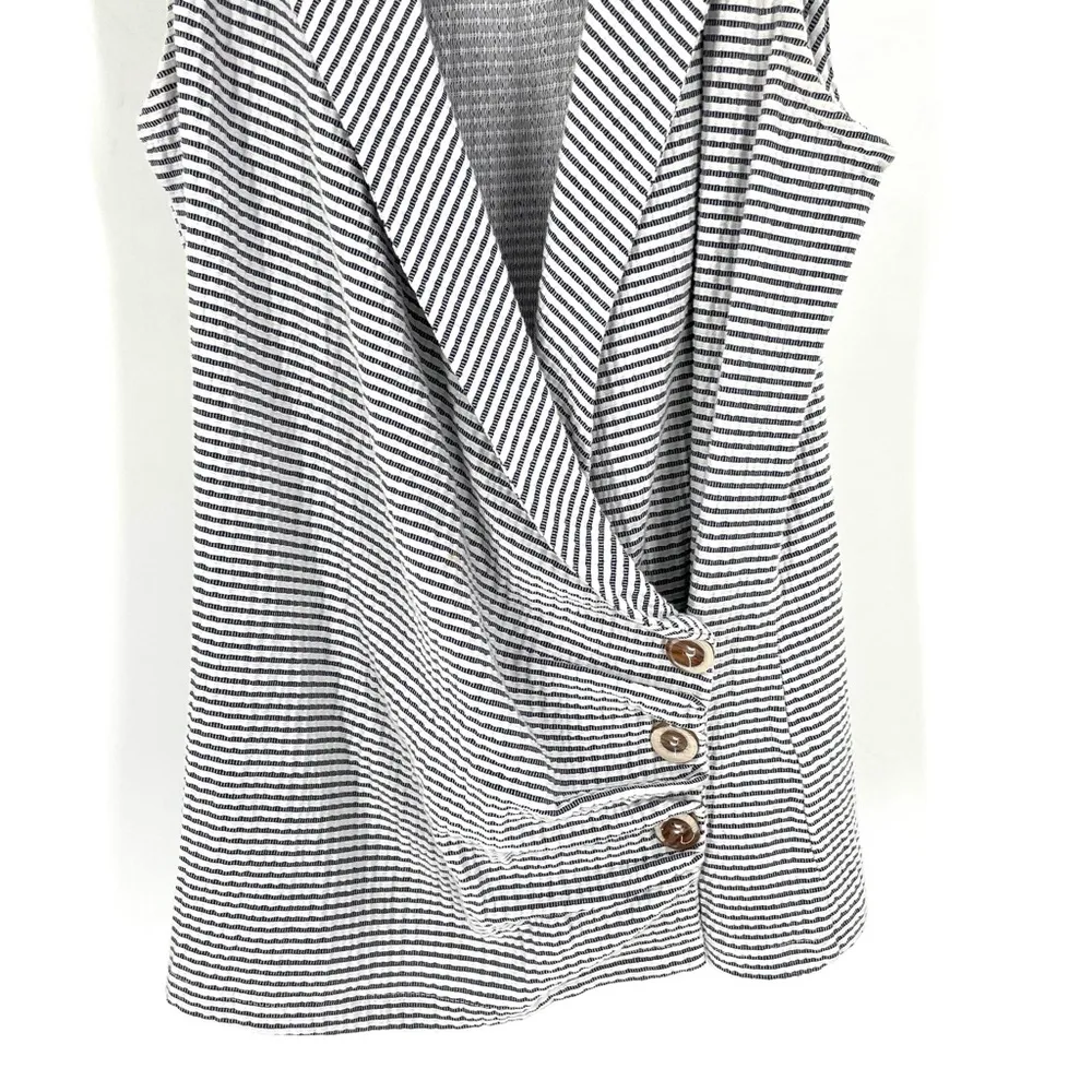 ANTHROPOLOGIE Maeve Striped Cotton Sleeveless Blazer Vest - Image 3