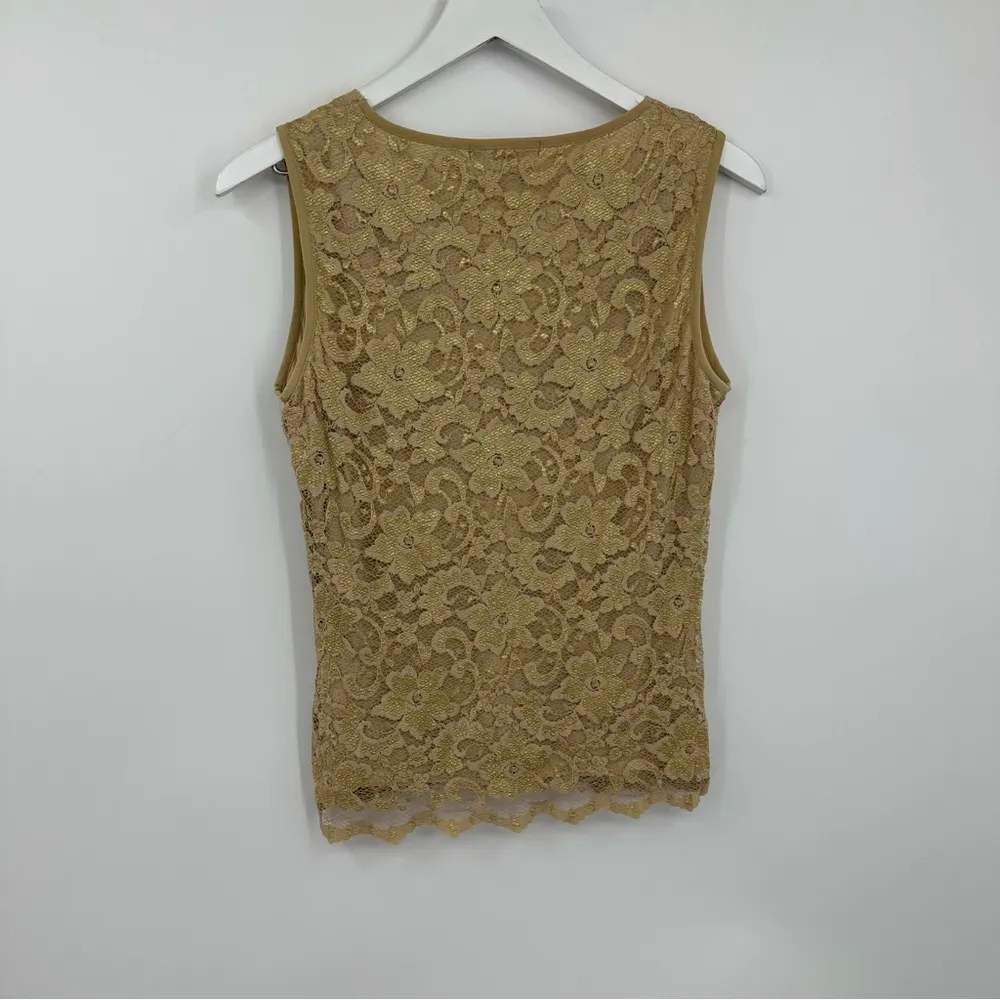 Vintage Y2K Lace Tank Top Size Large V Neck Boho Fairycore Whimsical Early 2000s - Image 8