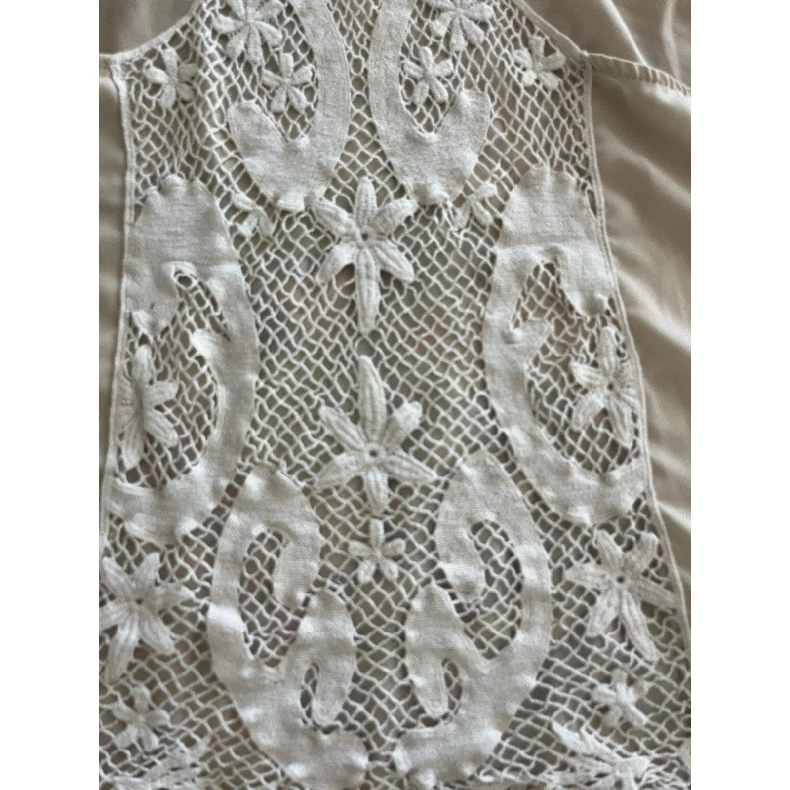 Francesco Bird Cage Tank Top Size M Cottage Core Whimsical Lace Style T1250 White Size M - Image 5