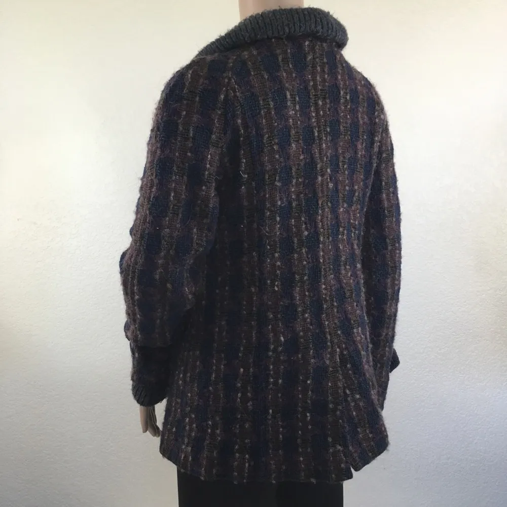 Zara TRF Fiber Textured Plaid Coat Jacket M - Image 3