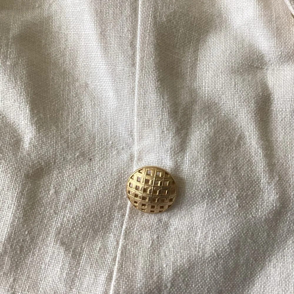 Karen Max Short Sleeve Linen Blazer Gold Size 8 - Image 5