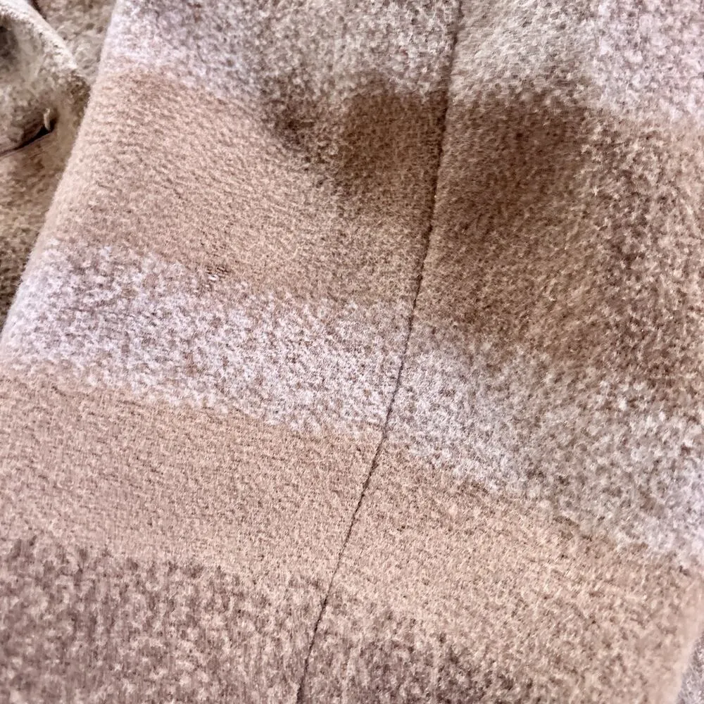 Vintage Time Postmodern Plaid Fleece Shacket Brown Beige Stripes Size M - Image 10