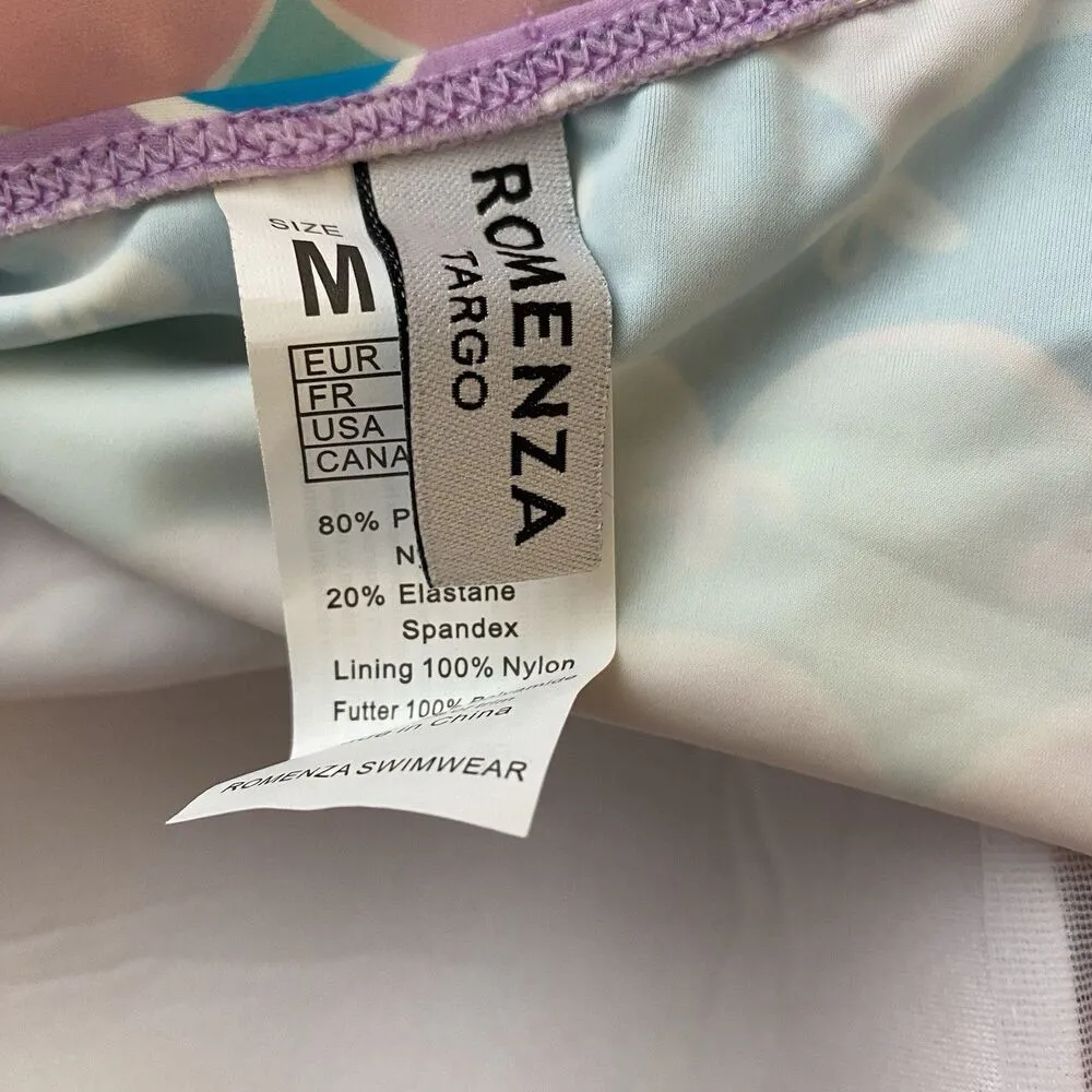 ROMENZA Targo Multicolor One Piece Swimsuit Green Pink Purple Size Medium New - Image 3