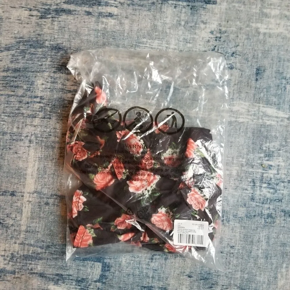 NWT! Asos Design Maternity Exclusive Long Sleeve Wrap Top In Rose Print Size 8 - Image 9