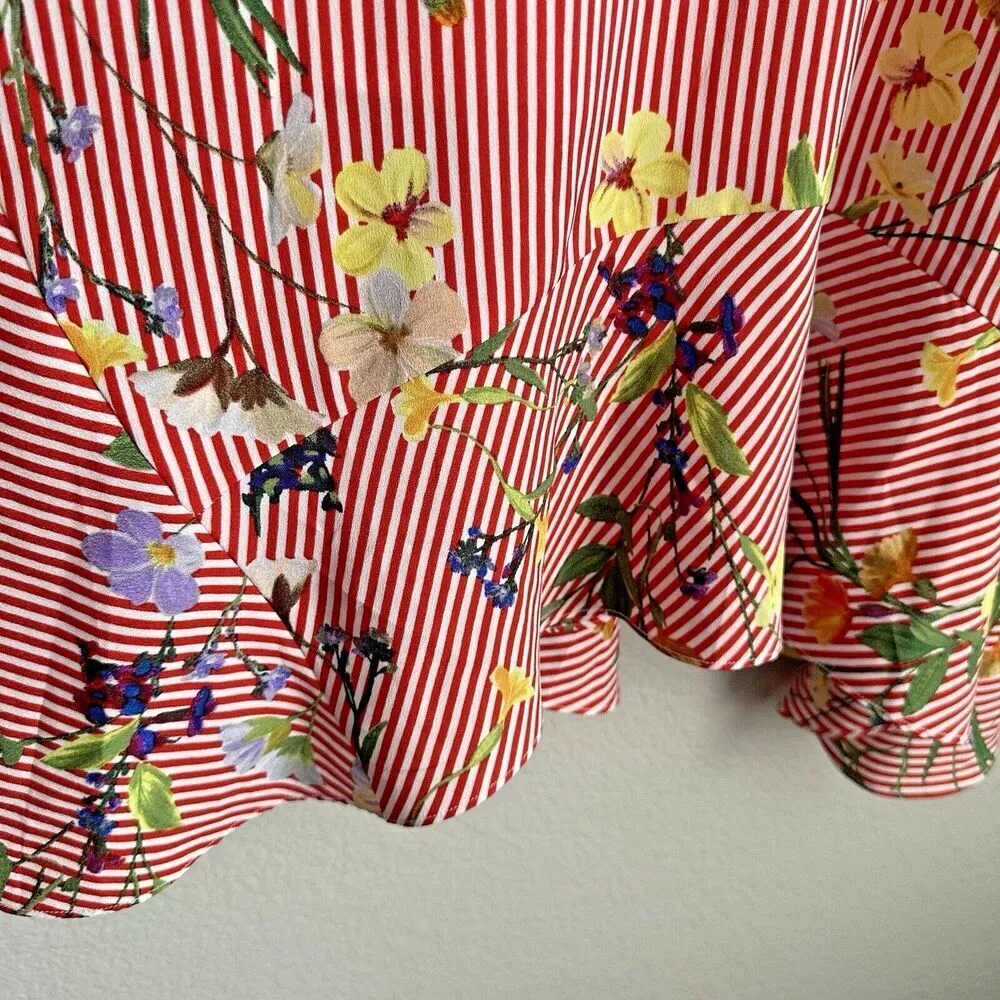 Calvin Klein Skirt Womens Size XS Asymmetrical Striped Floral Multicolor Midi - Image 5