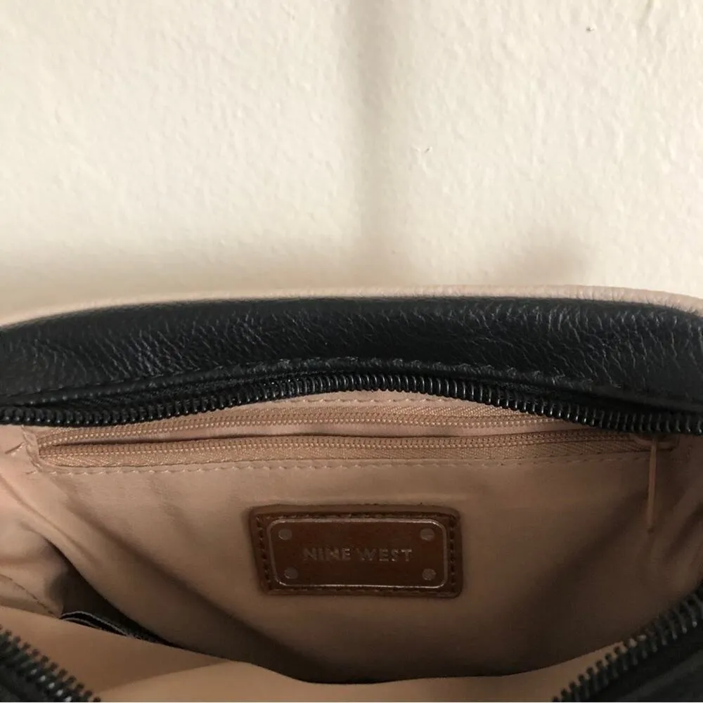 Nine West Crossbody Handbag Vegan Faux Leather Geometric Stitch Small Purse Bag - Image 4