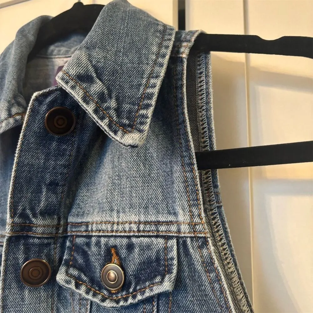 Women's Denim Vest Jacket Small Blue Button - Image 2
