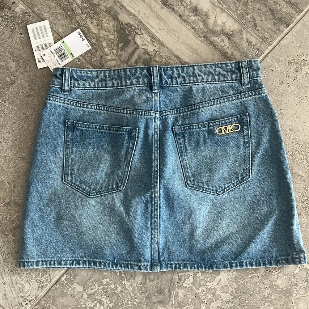 Michael Kors Denim Mini Skirt - Angel Blue Wash Size 8 New w/Tag Retail $195 - Image 7