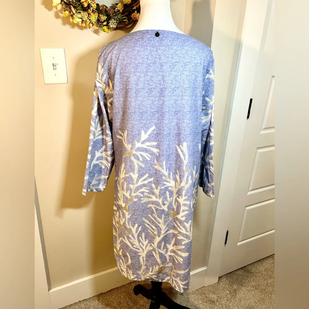 SOFT SURROUNDINGS Shell Seeker ResortWear Beach Embroidered Tunic/ Dress ~L🧡 - Image 6