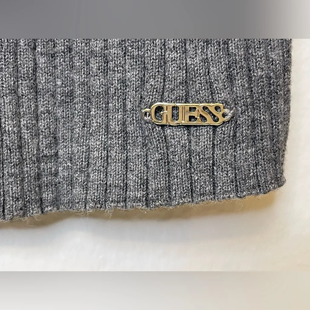 Guess Women’s Gray Ribbed‎ V-Neck Long Sleeve Open Back Top Size M - Image 6