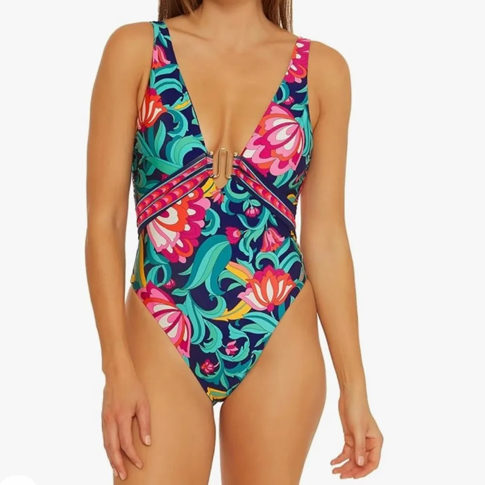 Trina Turk Indian Garden Floral One Piece sz 10 - Image 4