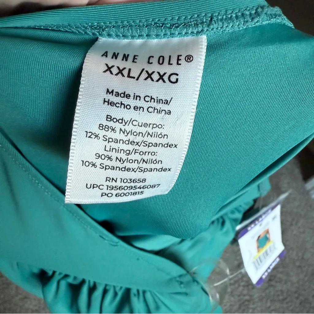 NWT Anne Cole Twist Front One Piece Swimsuit XXL Ocean Green with Optional Strap - Image 5