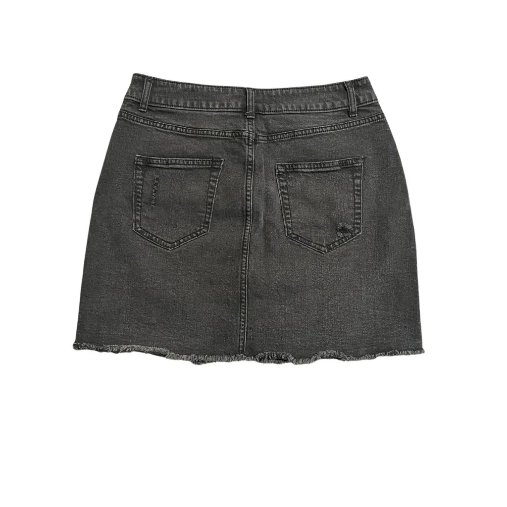 Wild Fable Denim Skirt Womens 8 Black Mini Straight Ripped Distressed Frayed Hem - Image 6