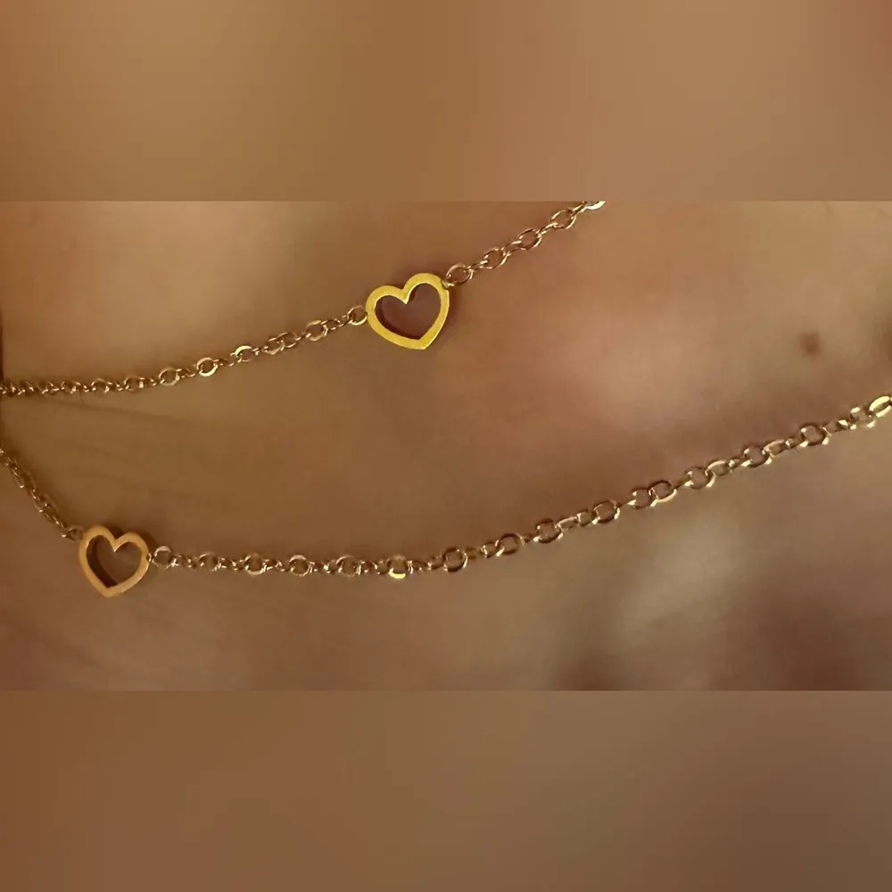 Ankle Bracelet Double Strand Hollow Hearts Anklet Gold - Image 3