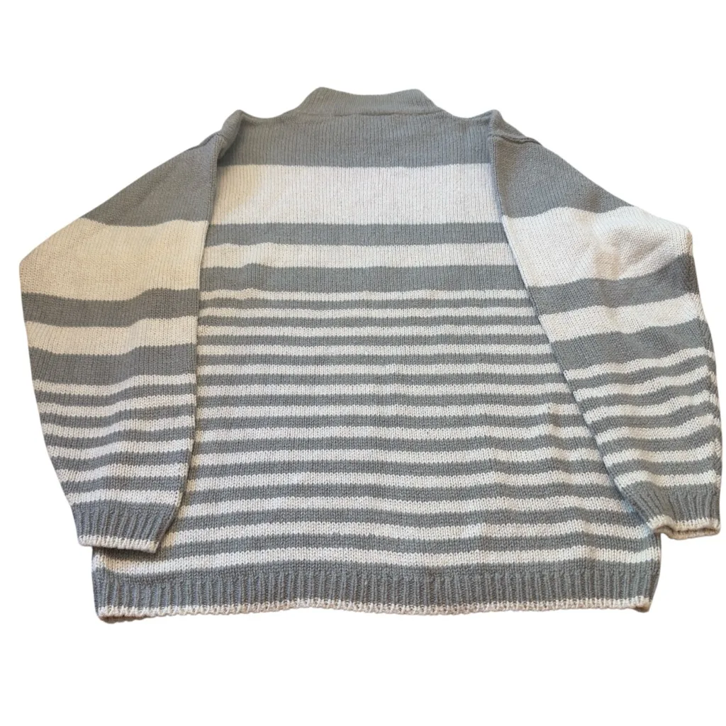 Haberdasher Vintage Silk Blend Gray White Striped Turtleneck Sweater Size S EUC - Image 5