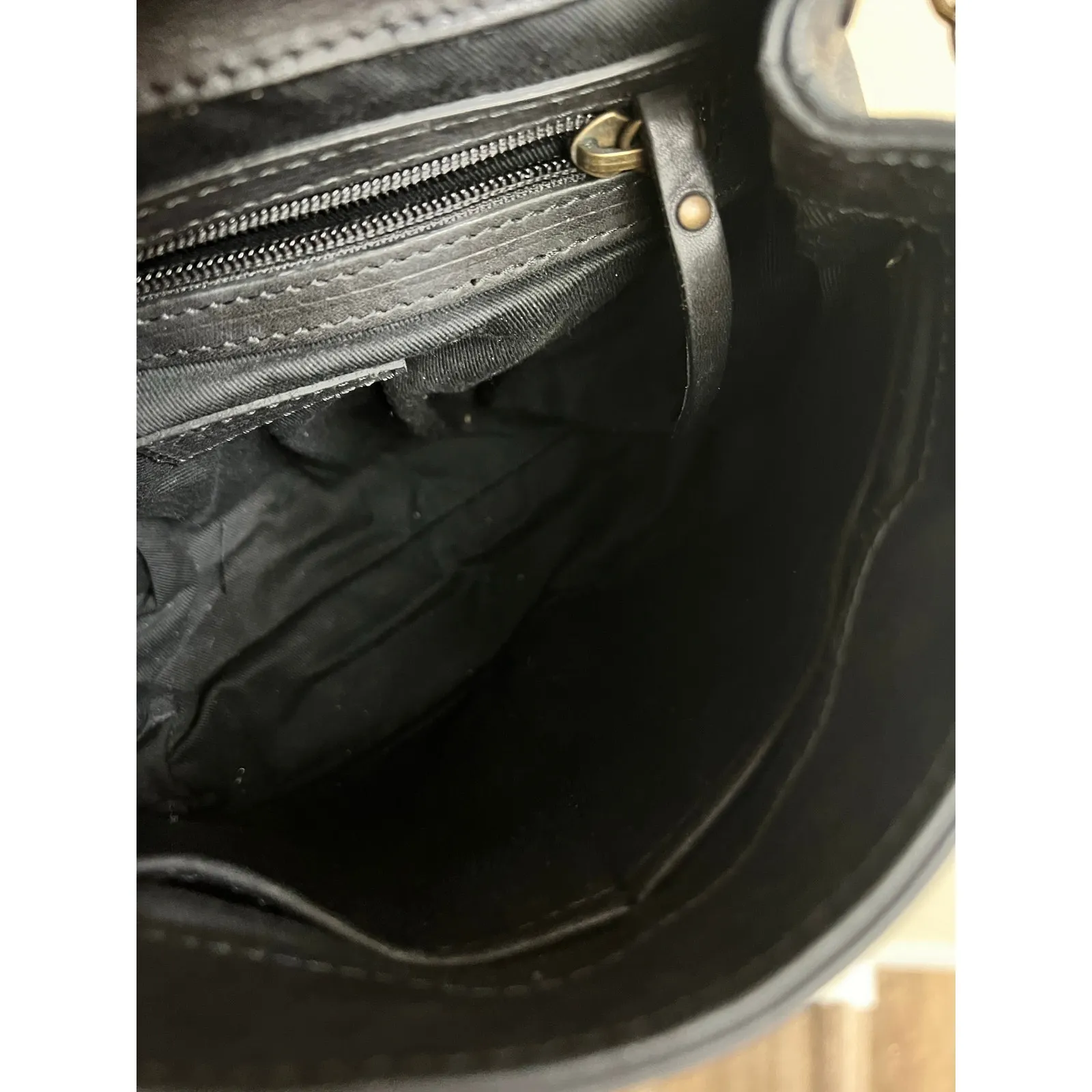 Garnet Hill Harlyn Structured Handbag Leather Calf Hair Lined Crossbody Chain - Image 8