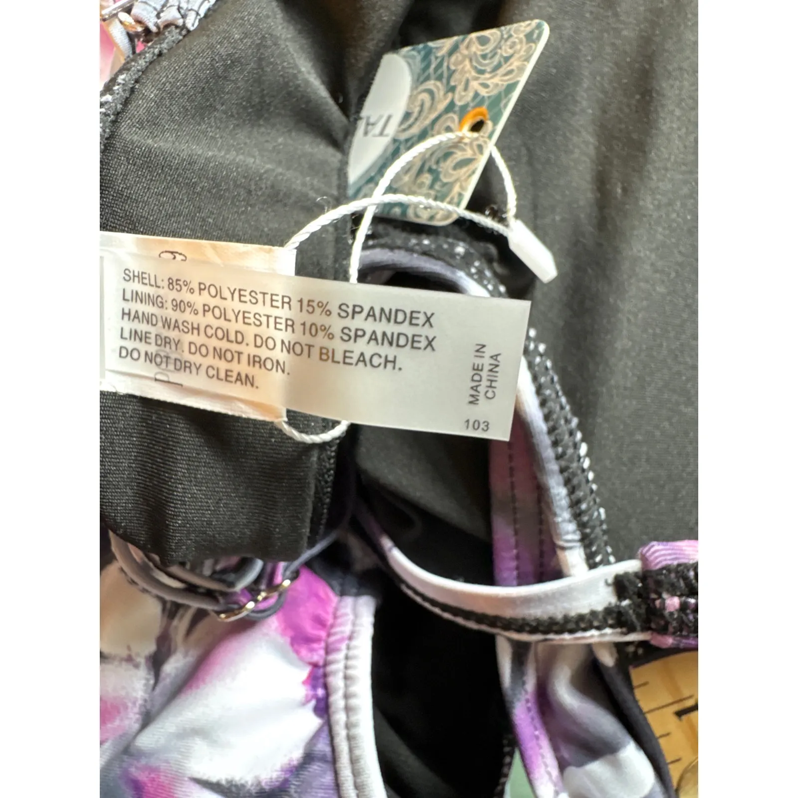 Brand New Talisea Women's Large Pink Black Floral Tankini Top Swimwear - Image 7