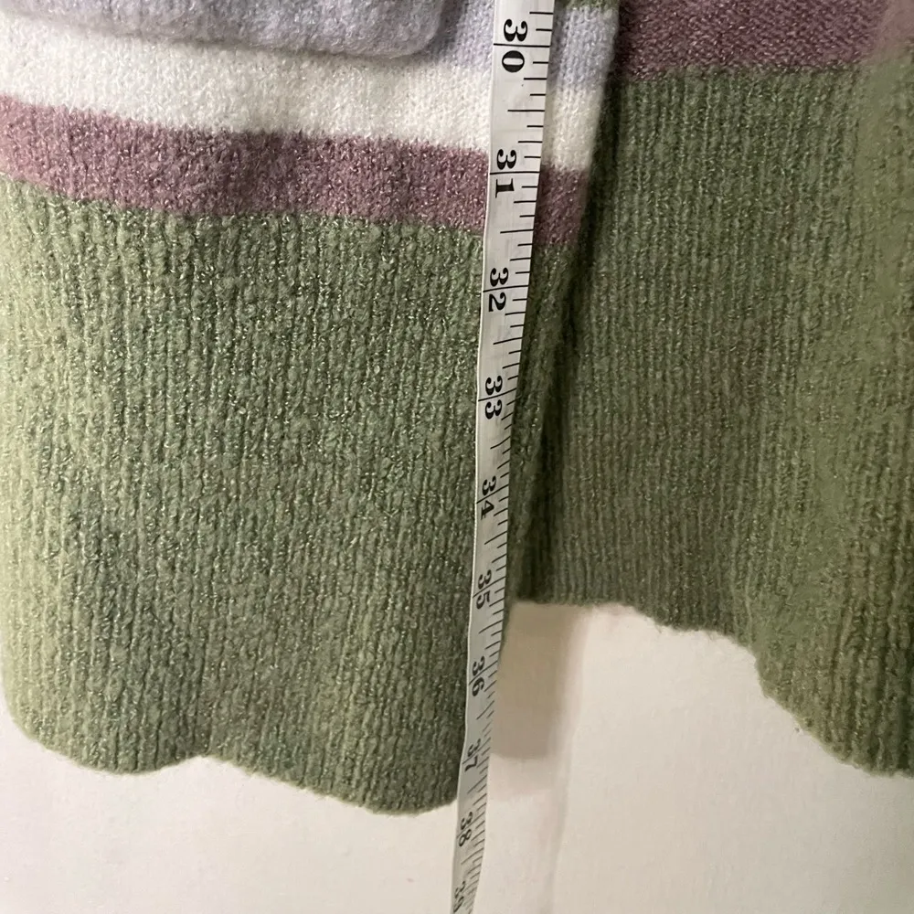 Open Front Long Striped Cardigan - Image 4