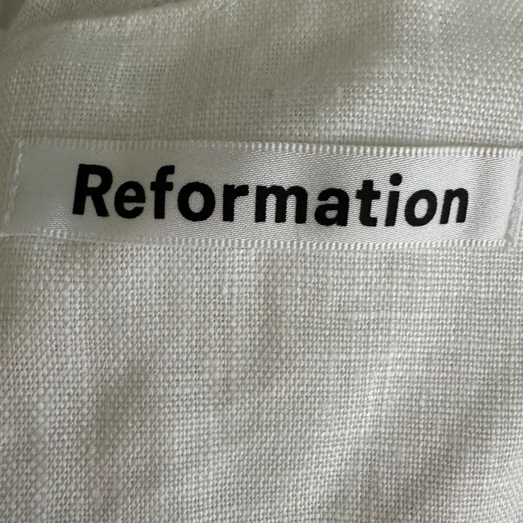 Reformation Dainty Ethereal White Linen Midi Dress NWT Size 8 Ruffle Cottage - Image 12