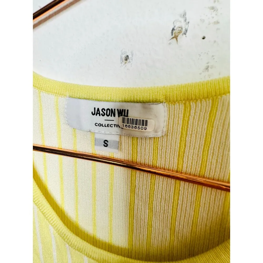 JASON WU Women's Light Yellow Ribbed Knit Sleeveless Form - Image 8