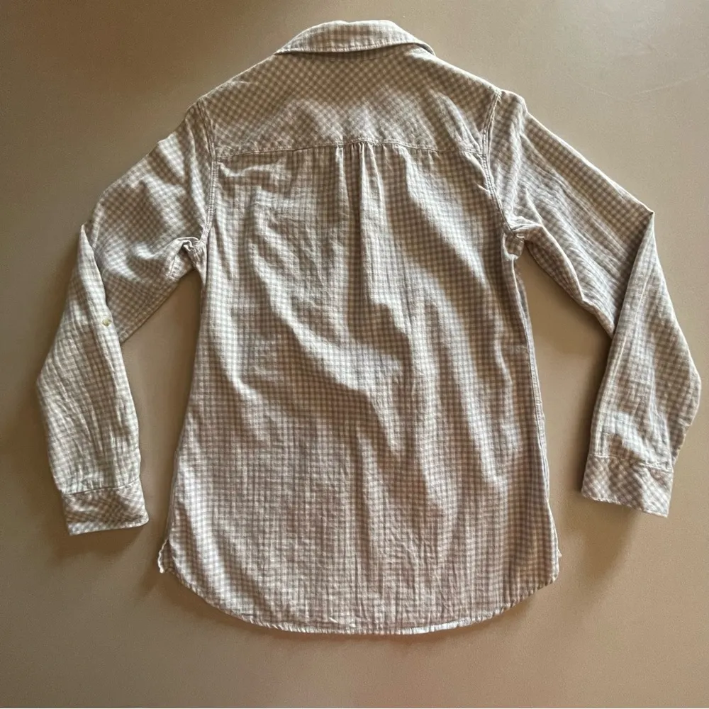 Eddie Bauer  Women’s Gray White Check Long Sleeve Button Front Shirt, Size Small - Image 2
