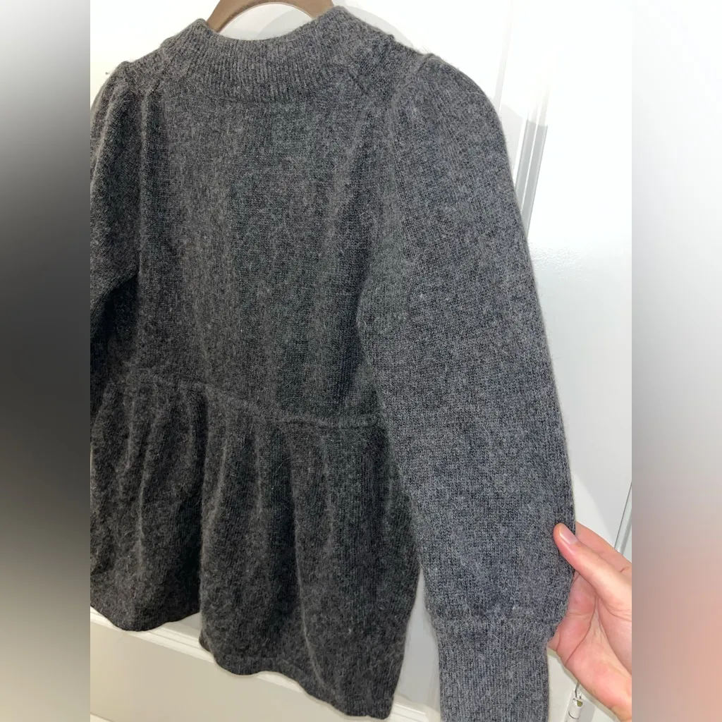 BCBGMAXAZRIA Wool Angora ButtonFront Peplum Cardigan Quiet Luxury Classic Chic M - Image 8