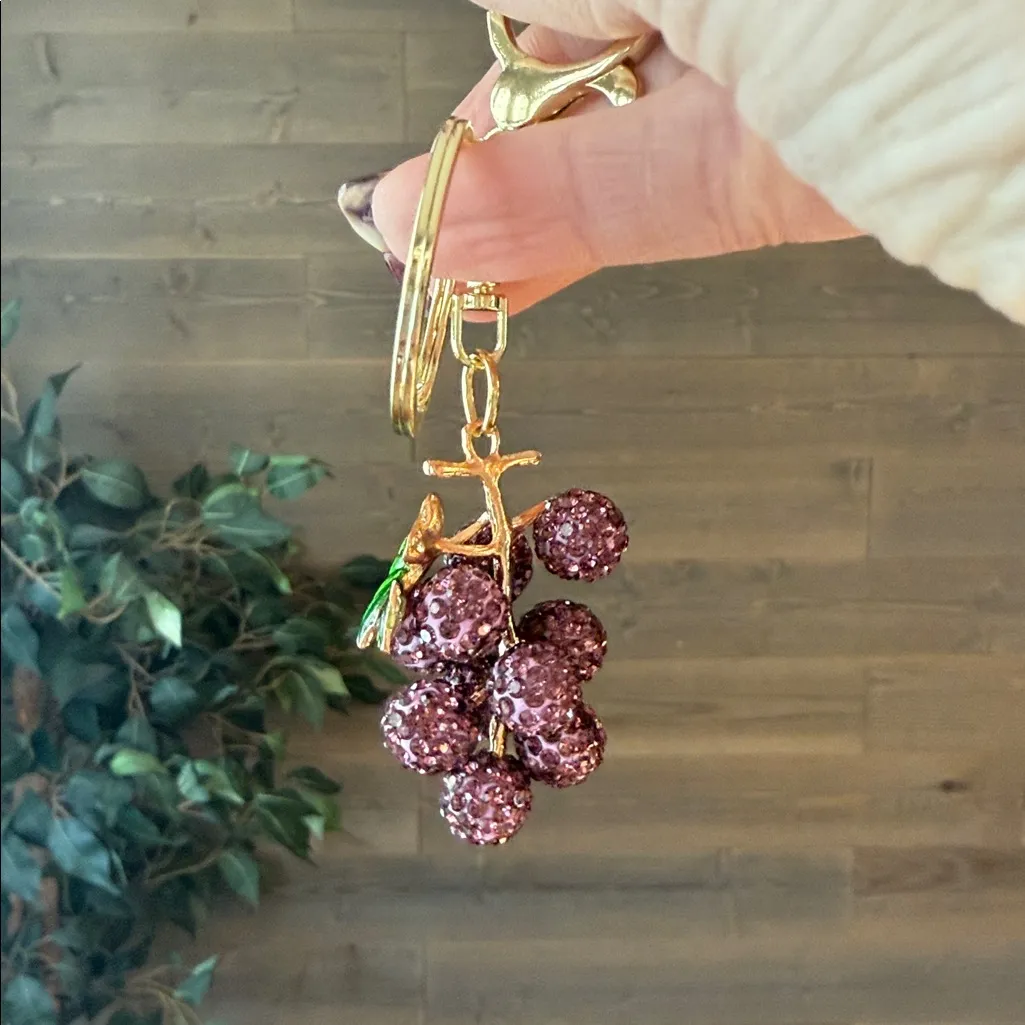 Purple grapes, rhinestone bag, charm/key ring mini - Image 3