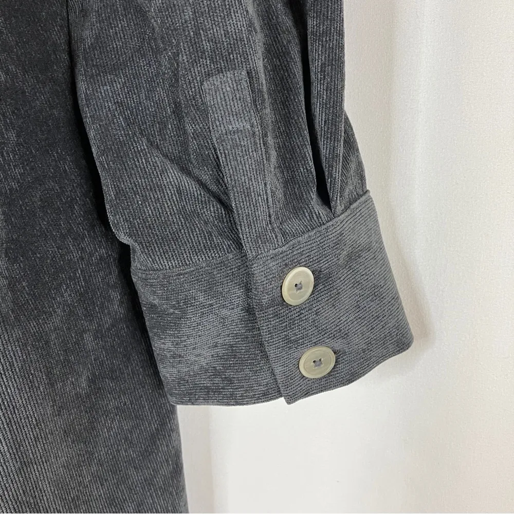 ZARA | Corduroy Charcoal Gray Button Up Shirt XS - Image 4
