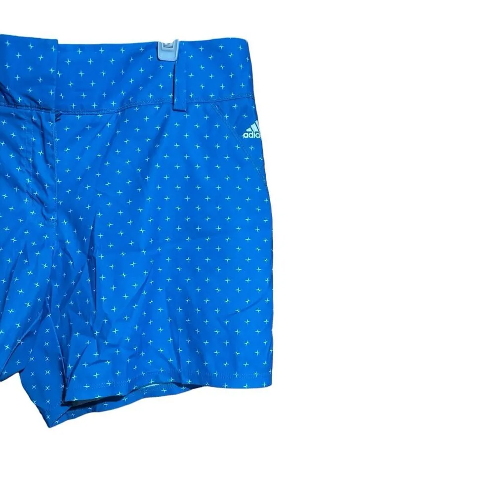 Adidas Athletic Shorts Womens 6 Blue Multicolor Print Button Up Zip Bottoms - Image 2